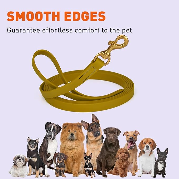 Viper K9 Biothane Working Dog Leash Waterproof Lead for Tracking Training Schutzhund Dog Sport & Search - Odor-Proof Long Line with Solid Brass Snap for Puppy Medium Large 3/4" x 10ft Treasure Gold