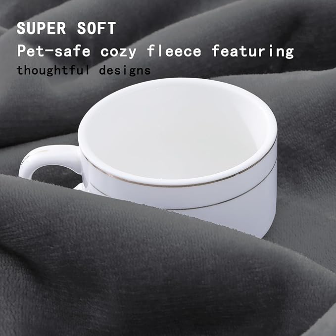 Smiry Waterproof Dog Bed Blanket, Leakproof Pet Throw Blanket for Bed Couch Sofa, Reversible Sherpa Fleece Furniture Protector Cover for Small Medium Large Dogs Cats (Dark Grey, 32x40 inches)
