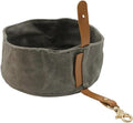 Canvas Dog Bowl, Travel Dog Food & Water Bowl, Pet Dish, Waxed Canvas(Gray)