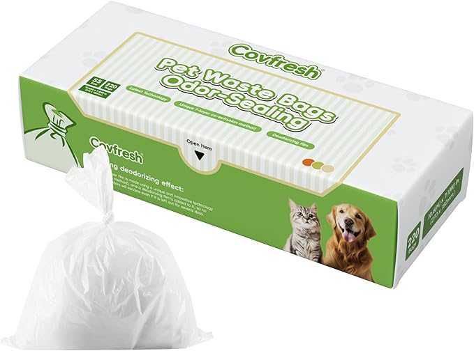 Odor Sealing Dog Poop Bags (220 Bags) Unscented & Durable Dog Waste Bags, Block Smells [Size:XS, Color:White]