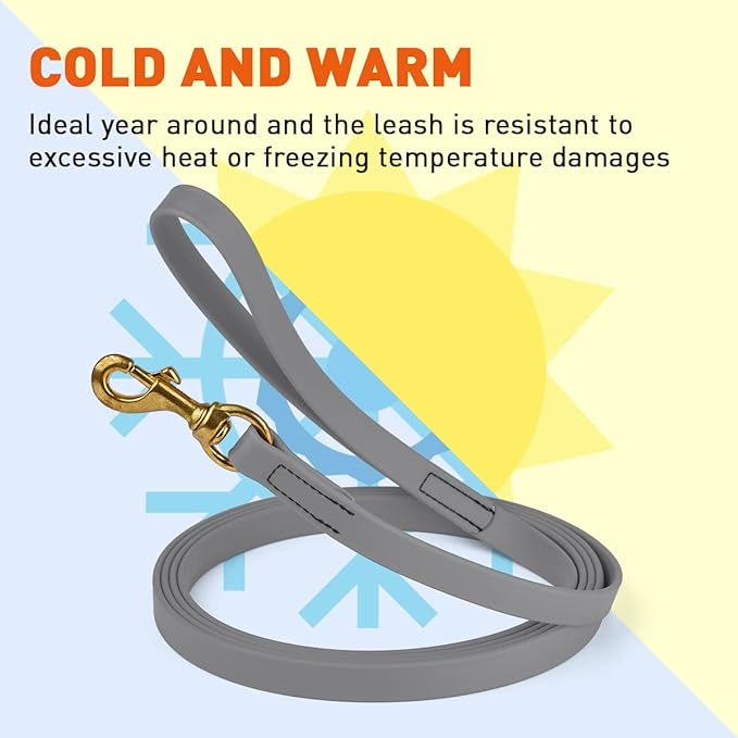 Viper K9 Biothane Working Dog Leash Waterproof Lead for Tracking Training Schutzhund Dog Sport & Search - Odor-Proof Long Line with Solid Brass Snap for Puppy Medium Large 3/4" x 10ft Battleship Gray