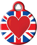 Dog Tag Art Personalized European Flags Pet ID Tags for Dogs and Cats, Britain Heart, Large