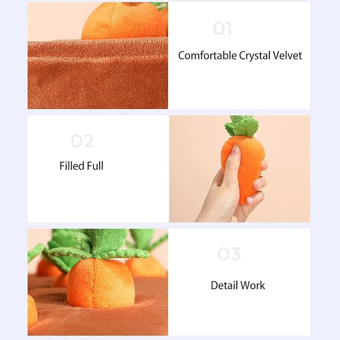 Carrot Dog Toy, Snuffle Mat for Dogs Toy Carrot, Interactive Dog Plush Puzzle Toys,Carrot Garden Dog,Dog Carrot Toys Pet Stress Relief with 12 Sounding Carrots (2)