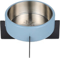 DBL3000F Intersecta Small/Medium Concrete and Stainless Steel Bowl 16oz (2 Cups) with Metal Stand Pet Feeder, Blue/Black