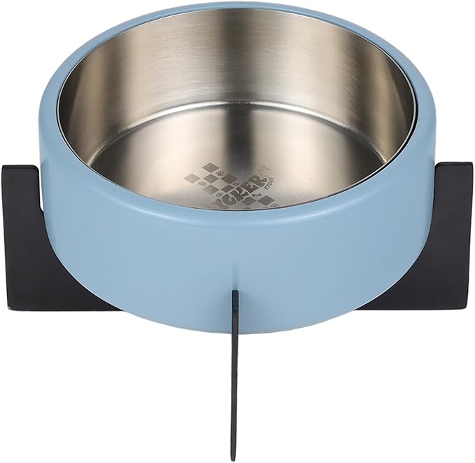 DBL3000F Intersecta Small/Medium Concrete and Stainless Steel Bowl 16oz (2 Cups) with Metal Stand Pet Feeder, Blue/Black