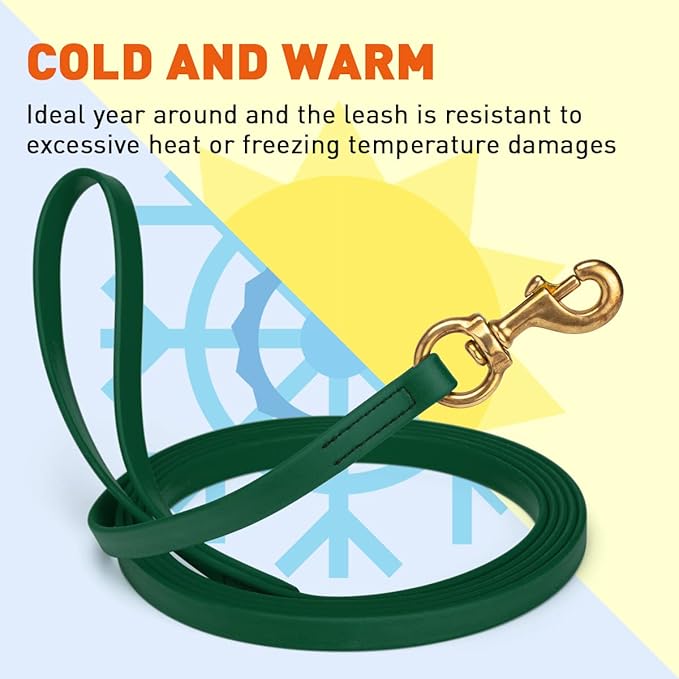 Viper K9 Biothane Working Dog Leash Waterproof Lead for Tracking Training Schutzhund Dog Sport & Search - Odor-Proof Long Line with Solid Brass Snap for Puppy Medium and Large 5/8" x 10ft Hunter Green