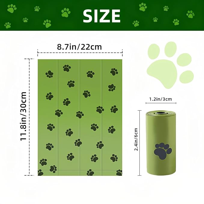 390 Count Dog Poop Bags, 12” x 9” Scented Poop Bag for Dogs with Dispenser, Leakproof Strong & Sturdy Waste Bags for Doggie Cat Pet (18 Rolls, Green)