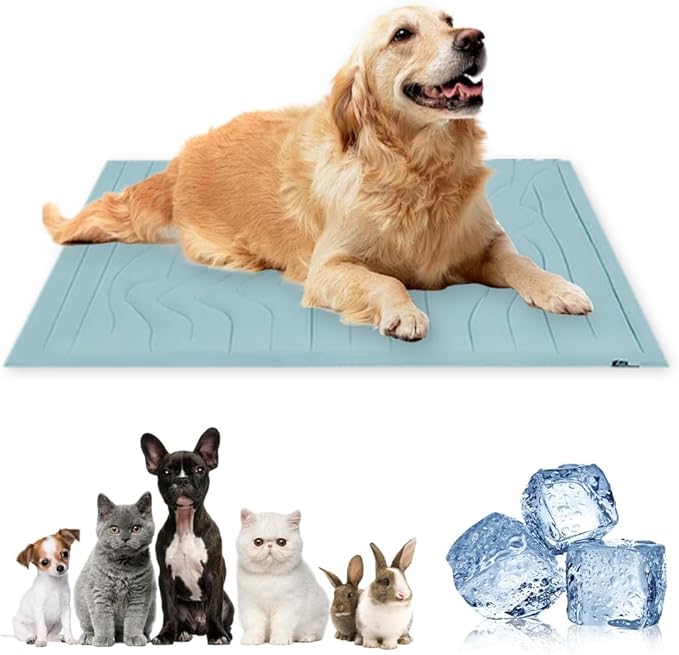 Cooling Mat for Dogs, Washable Dog Cooling Pad for Summer, Non-Slip Pet Coolings Mat for Indoor & Outdoor Use, Cool Dog Bed for Large & Small Breeds (Blue, XL: 59 * 40 in)