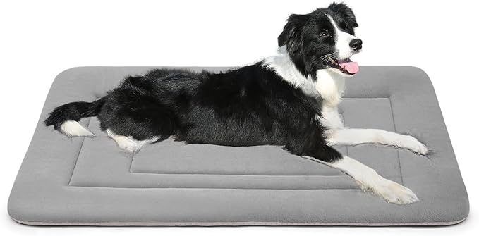 JoicyCo Dog Bed Soft Dog Crate Bed Pad Mat, 36 in Non Slip Bottom Washable Beds for Medium and Large Dogs, Pet Bed Mattress Kennel Pad, Clay Gray