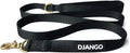 DJANGO Adventure Dog Leash – Strong, Comfortable, and Stylish Dog Leash with Solid Brass Hardware and Padded Handle - Designed for Outdoor Adventures and Everyday Use (Black)