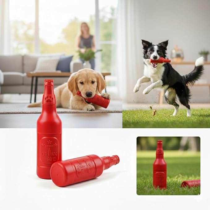 Wine Bottle Dog Toy, Cute Dog Toys for Aggressive Chewers, Bottle Chew Toys for Dogs, Interactive Dog Toys for Large/Medium/Small Dogs to Keep Busy, Dog Swimming Toys