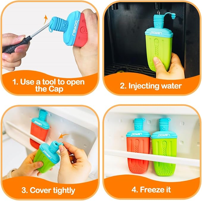 LaRoo Dogs Toys for Summer Cooling, Frozen Dog Toys, Full with Water Frozen, Prevention of Heat Stroke Upgraded Teething Chew Toy (Ice Pop Shape-Yellow)