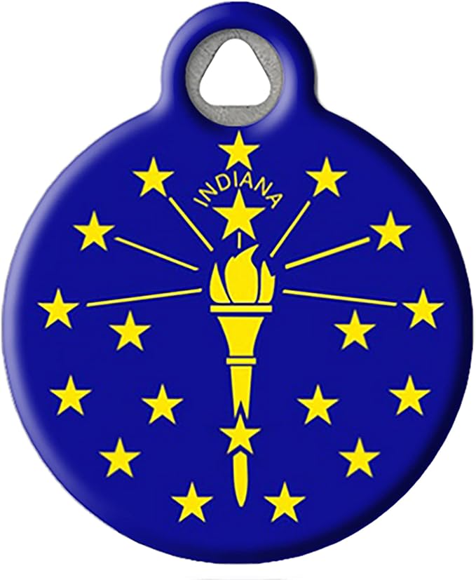 Dog Tag Art Personalized United States Flags Pet ID Tags for Dogs and Cats, Indiana Flag, Small