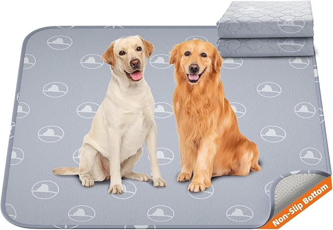 PJYucien Washable Pee Pads for Dogs 2 Pack, 36" x 36" Non-Slip and Leak-Proof Pee Mat, Puppy Training Pads for Whelping, Playpen, Crate, Bed (Grey)