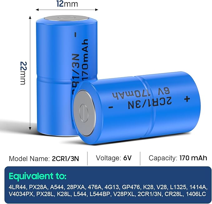 2CR1/3N 6 Volt Dog Collar Receiver Battery for Extreme PTPIR-003, PTPFS-003 Series Receiver, Pet Stop PCC-100/200 Series Receiver, Dog Guard DG-3000/5000/9000 Series Receiver 4 Batteries