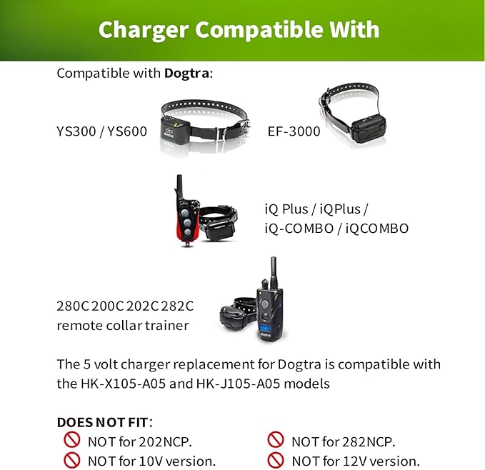 5V Charger for Dogtra 280C 200C YS600 YS300 iQ Plus 202C iQ-Combo iQCOMBO 282C EF-3000 Remote Collar Trainer, Dogtra Power Adapter Wall Charger with 1 to 3 Splitter Charging Cable
