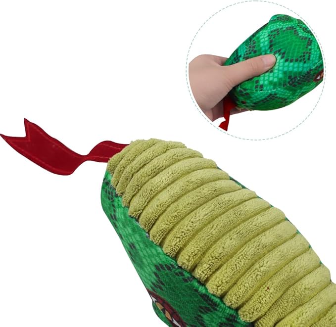 Ibluelover Snake Squeaky Dog Toy Plush Snake Dog Toy 3 Squeakers Doggie Interactive Toys Durable Stuffed Animal Chew Toys for Small, Middle, Big Dogs