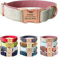 PETDURO Custom Dog Collar Personalized with Name Engraved Quick Release Rose Gold Metal Buckle for Large Medium Small Girl Dogs - Dog Leash and Bow Tie Available - Soft Comfy Velvet (Mint Pink, M)