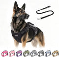 Tactical Dog Harness with Leash for Large Dogs, No Pull Adjustable Dog Harness, Reflective K9 Working Pet Vest for Walking, Training (Black, L)
