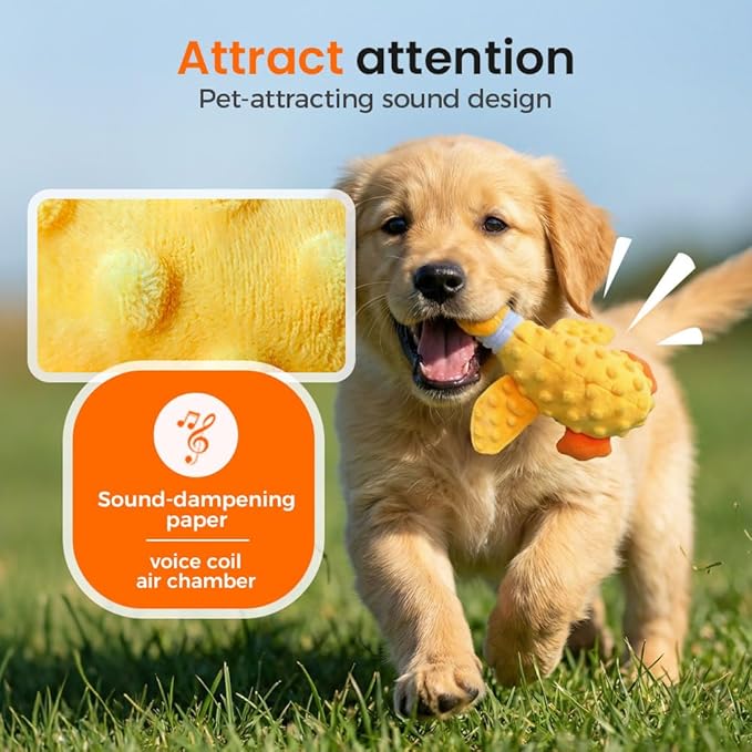 AIIONP Dog Toys for Aggressive Chewers, 2026 New Squeaky Dog Toy, Durable Chew Toy for Dogs Indoor Play, Yellow Duck Dog Plush for Dogs (Red)