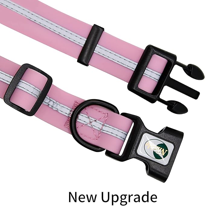 NIMBLE Dog Collar Waterproof Pet Collars Anti-Odor Durable Adjustable PVC & Polyester Soft with Reflective Cloth Stripe Basic Dog Collars S/M/L Sizes (Medium (11.81”-18.5”inches), Lavender)