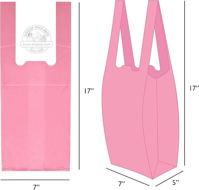 700 Tie-Handle Bags (10 packets of 70), Extra Large Strong Doggy Waste Bags, Easy Dispensing and Leak Proof Poo Bags for Dog Waste Station (Pink, 700)