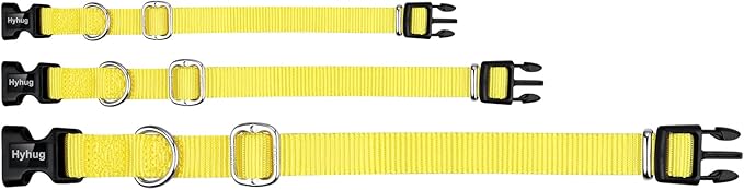 Hyhug Dog Collar for Large Dogs, Heavy Duty | Quick Release Nylon Buckle Collar, Adjustable & Durable Pet Supplies for Boy & Girl Dogs (Large, Illuminating Yellow)
