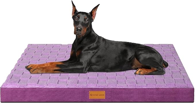 Patas Lague Orthopedic Jumbo Dog Bed for Extra Large Dogs 56''X40'', Waterproof Soft Warm Comfortable Egg Crate Foam Jumbo Pet Beds Mat with Removable Washable Cover and Nonskid Bottom, Pueple