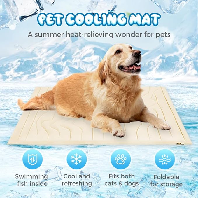 Cooling Mat for Dogs, Washable Dog Cooling Pad for Summer, Non-Slip Pet Coolings Mat for Indoor & Outdoor Use, Cool Dog Bed for Large & Small Breeds (Green, M: 36 * 23 in)