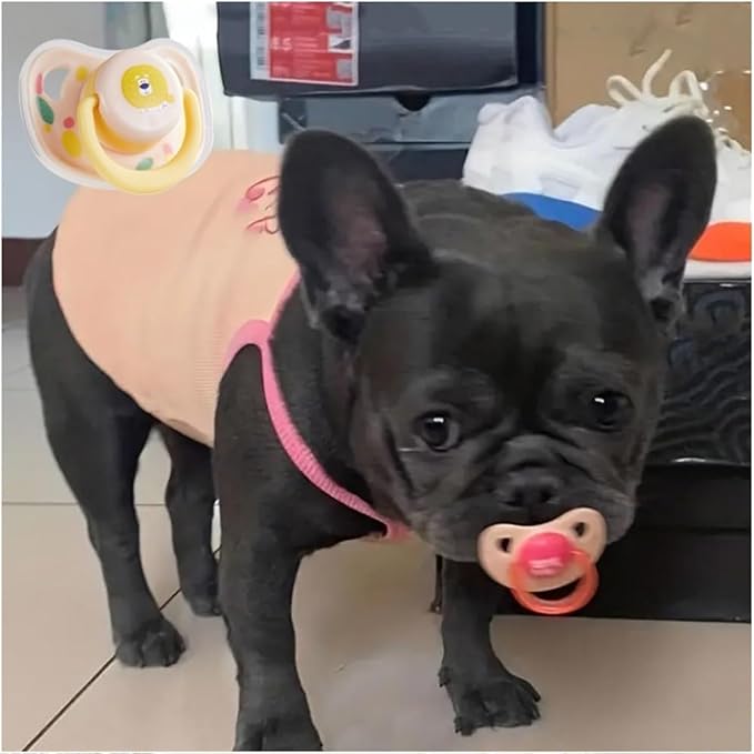 Cats Dog Soft Silicone Pacifier Small Pet Pacifier Chew Toy Pet Chew Toy Animal Accessories Decoration (Green+Pink)