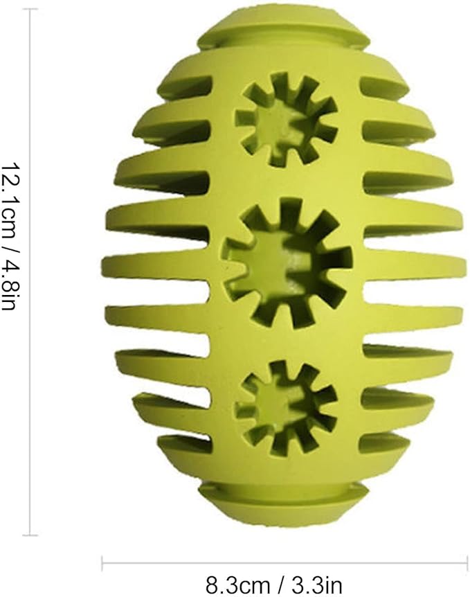 Dog Toy, Dog Football Toy Rubber Dog Puzzle Toys Tough Dog Treat Ball Toy Squeaky Dog Chew Toys Dog Balls Toy Dog Treat Dispenser Toy Interactive Dog Enrichment Toys for Medium and Large Dogs, Green