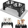 Elevated Dog Bowls, Dog Feeder with 2 Stainless Steel Dishes, 2 Heights Adjustable Raised Stand for Small Dogs, Food Dishes with Non-Slip Feet