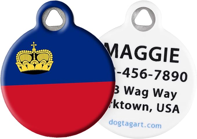 Liechtenstein Flag Pet ID Tag for Dogs and Cats - Dog Tag Art - SMALL SIZE