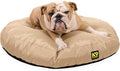K9 Ballistics Tough Round Nesting Pillow Dog Bed - Removable Cover, Washable, Durable & Water Resistant Indoor/Outdoor Bed - Medium, Tan