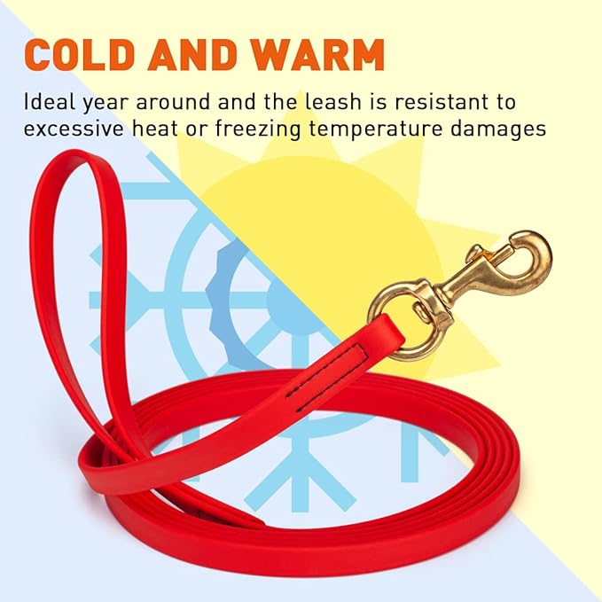 Viper K9 Biothane Working Dog Leash Waterproof Lead for Tracking Training Schutzhund Dog Sport and Search - Odor-Proof Long Line with Solid Brass Snap for Puppy Medium and Large - Water Friendly