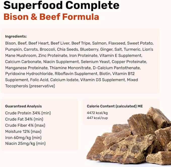 BADLANDS RANCH by Katherine Heigl – Superfood Complete Air-Dried Beef & Bison Dog Food – High Protein with Superfoods for Daily Wellness & Consistent Nutrition – 11.5 oz