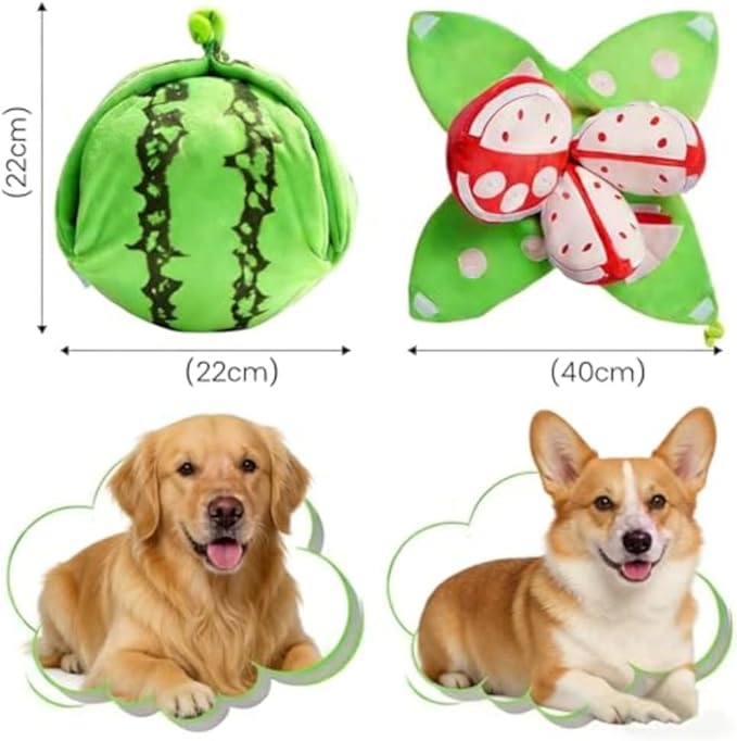 Orange Hide and Seek Plush Dog Toy, Easy to Clean Watermelon Snuffle Toy, Nosework Pet Toys with Crinkle Paper, Interactive Puzzle Toys for Small, Medium & Large Dogs (Watermelon)