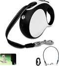 Retractable Dog Leash with LED Light Rechargeable,16Ft Heavy Duty Dog Leash for Medium Large Dogs up to 110lbs,360°No Tangle,One-Handed Brake,Pause,Lock(White)