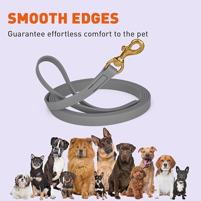 Viper K9 Biothane Working Dog Leash Waterproof Lead for Tracking Training Schutzhund Dog Sport & Search - Odor-Proof Long Line with Solid Brass Snap for Puppy Medium Large 3/4" x 10ft Battleship Gray