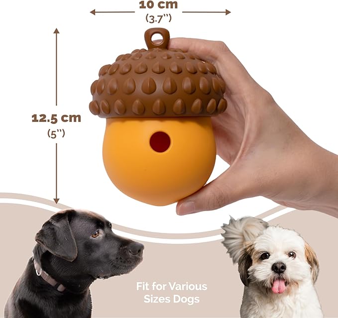 POPUPJOYS Interactive Treat Dispensing Dog Toys for Mental Stimulation & Healthy Eating | Enrichment Treat Toy with Detachable Lid for All Dog Sizes | Food-Grade Silicone, Dishwasher Safe (Brown)