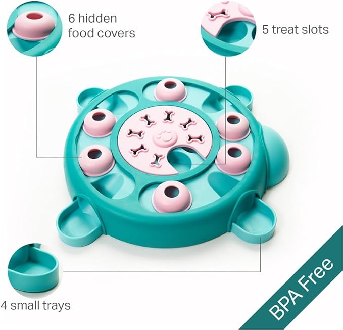 Friends Forever Dog Puzzles Toys with Slower Feeder, Interactive Toy with Food Puzzle for Stimulation and Treat Training Game, Treat Dispenser Toys for Dogs, Tortoise Puzzle