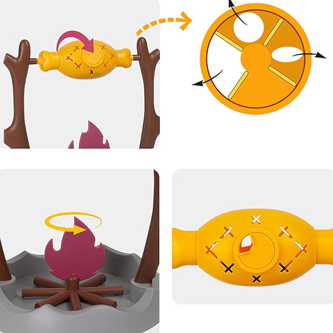 Cat Treat Dispenser, Pets Dry Foods Dispenser, Cats Campfire Treat Slow Feeder, Unique Rotatable Roast and Flame, Interactive Slow Food Puzzle Feeder for Indoor Cats and Dogs