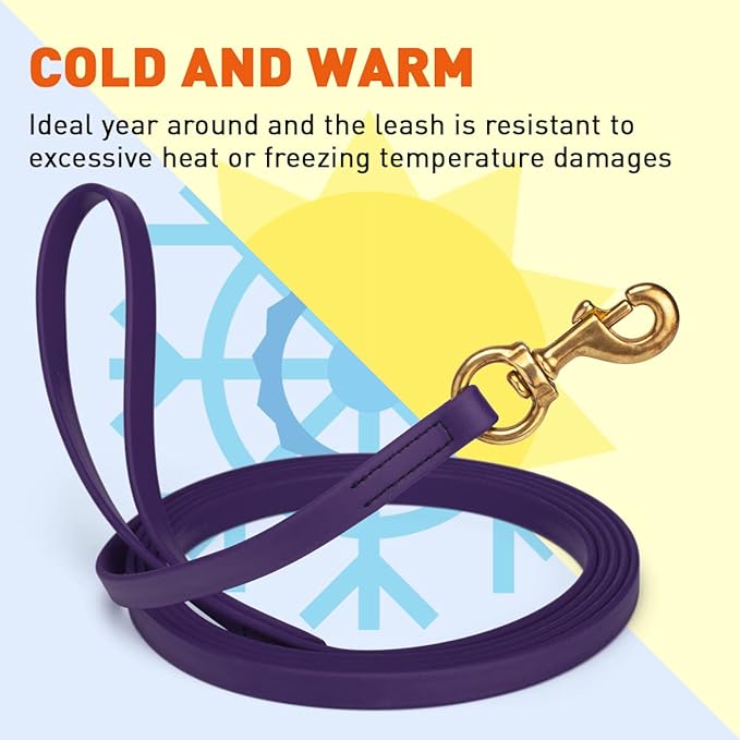 Viper K9 Biothane Working Dog Leash Waterproof Lead for Tracking Training Schutzhund Dog Sport & Search - Odor-Proof Long Line with Solid Brass Snap for Puppy Medium and Large 5/8" x 20ft VioletPurple