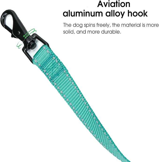 Hands-Free Dog Leash, Heavy Duty No-Pull Training Lead w/Anti-Tangle & Reflective Thread for Small Medium Dogs for Running/Walking Green 5Ft