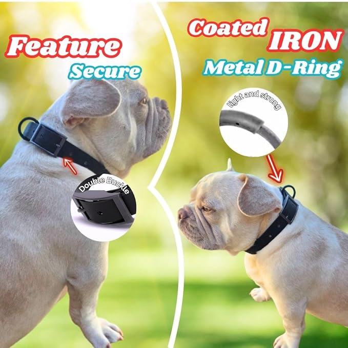 Waterproof Dog Collar, Soft Comfortable Pet Collars, Adjustable Odor Proof Heavy Duty Dog Collars Easy to Clean for Large, Medium Small Dogs by Bee N Buu (Black, Large (length15.5-19.5", Width 1"))