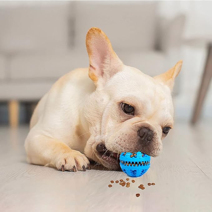 2 Pcs Dog Toy Teeth Ball,Dog Puzzle Toy,Treat Dispensing Dog Toys,Non Toxic Tear Resistant Natural Rubber Toy Ball for Pet Teeth Cleaning/Chewing/Playing/Training (Blue+Blue, 2.36in)