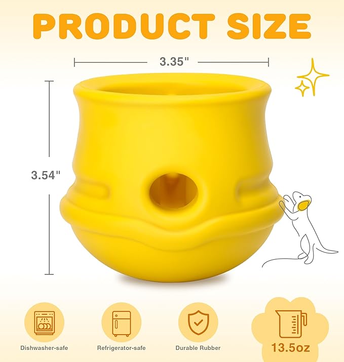 Dog Enrichment Toys, Interactive Puzzle Toys for Dogs-Long-Lasting Nature Rubber & Durable, Dog Toys to Keep Them Busy,Holds Kibble-Treats Frozen Treat Toy for Dog, Lemon,M