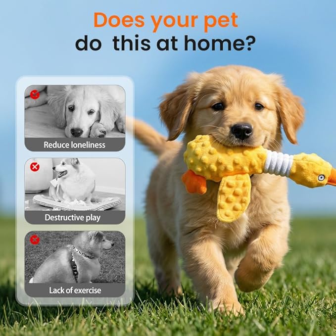 AIIONP Dog Toys for Aggressive Chewers, 2026 New Squeaky Dog Toy, Durable Chew Toy for Dogs Indoor Play, Yellow Duck Dog Plush for Dogs (Red)