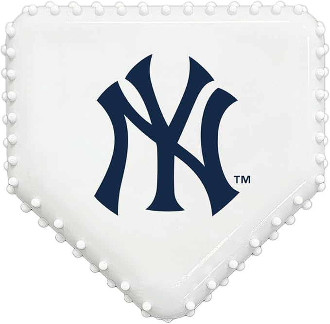 Pets First MLB New York Yankees Hard-Nylon Baseball Home Plate Dog Chew Toy, Interactive and Fun Dog CHEW Toy, Bacon Flavored, Strong Durable Chew Toy for Pets