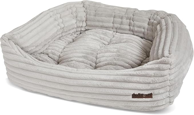 Jax & Bones Dog Bed Napper - Luna Grey Machine Washable Bed For Dogs - Extra Heavy Duty Bolstered Sides - Medium Grey Dog Mat Beds | 35 x 27 Inches